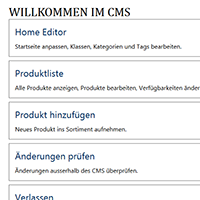 The CMS home screen